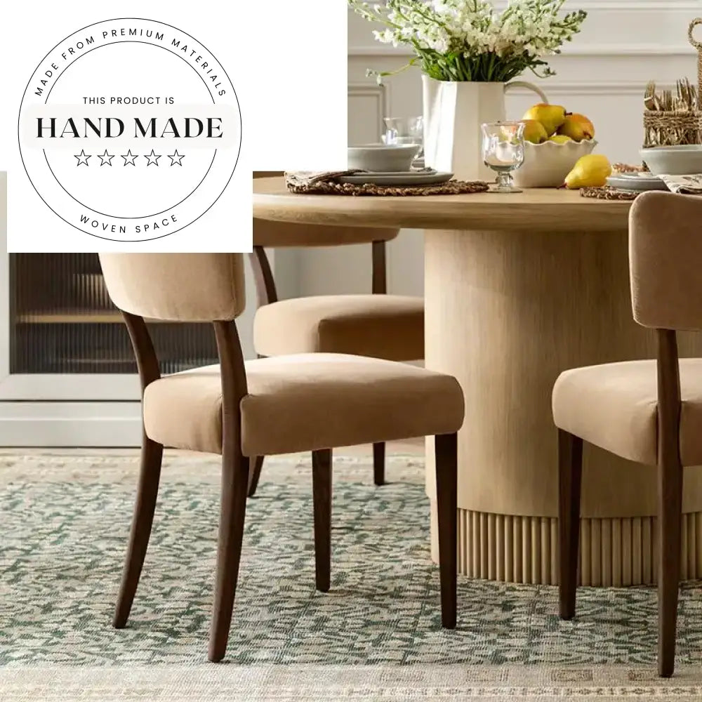 Elegant Modern Luxury Velvet Upholstered Solid Oak Wood Dining Chair