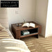 Elegant Modern Luxury Wood Veneer Nightstand with Stainless Steel Base