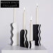 Elegant Modern Marble Black and White Taper Candlestick Holder Set