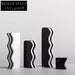 Elegant Modern Marble Black and White Taper Candlestick Holder Set