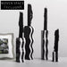 Elegant Modern Marble Black and White Taper Candlestick Holder Set