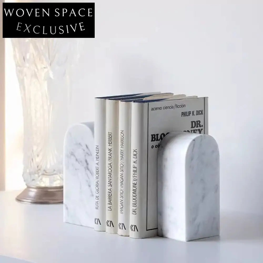 Elegant Modern Marble Bookends, Natural Stone Decorative Book Holders