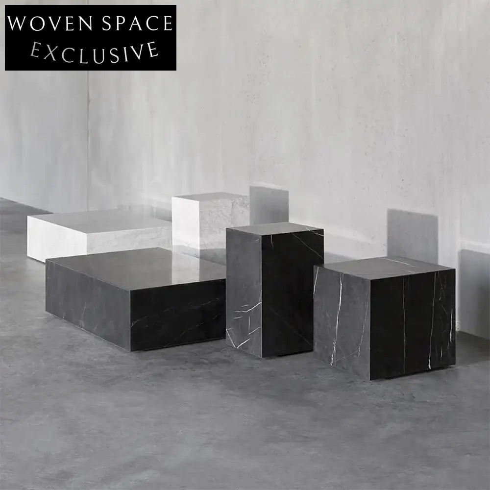 Elegant Modern Marble Coffee and Side Table Set, Living Room Tables