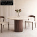 Elegant Modern Marble Top Dining Table with Wooden Base, Seats Four