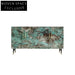 Elegant Modern Marble Top Sideboard Console Cabinet with Steel Frame, Copper Handles