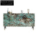 Elegant Modern Marble Top Sideboard Console Cabinet with Steel Frame, Copper Handles