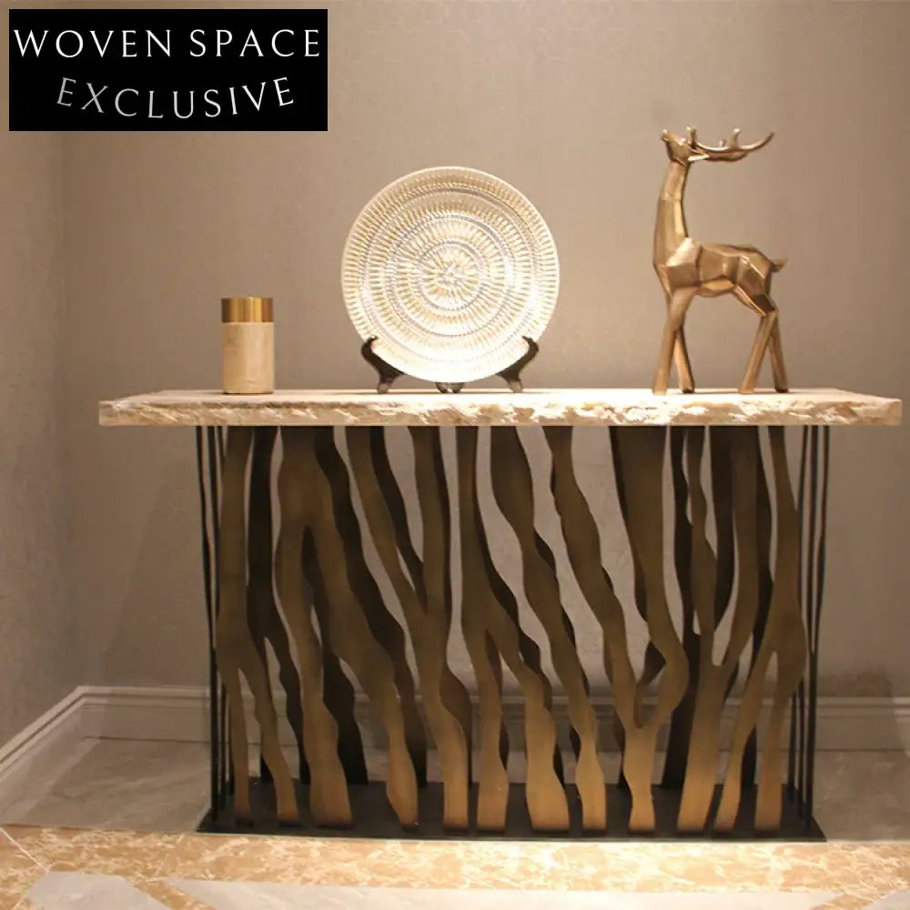 Elegant Modern Marble Top Stainless Steel Entryway Console Table