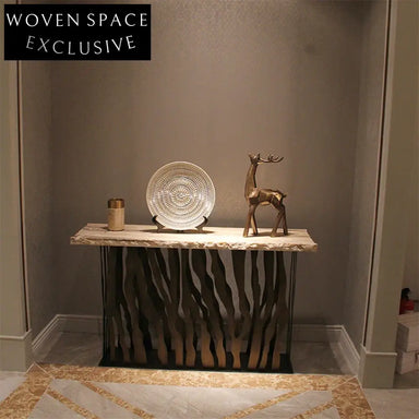 Elegant Modern Marble Top Stainless Steel Entryway Console Table