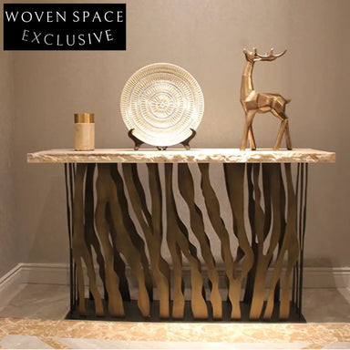 Elegant Modern Marble Top Stainless Steel Entryway Console Table