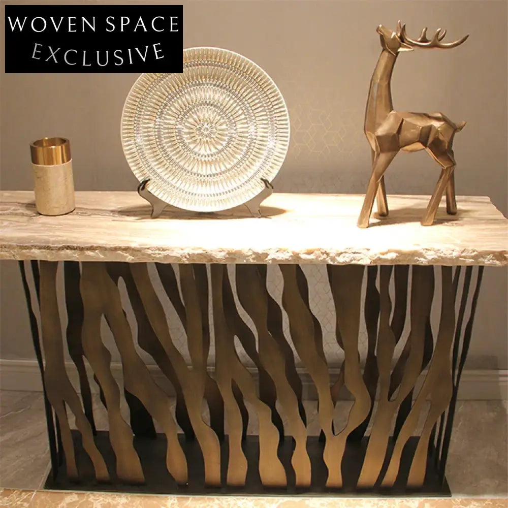 Elegant Modern Marble Top Stainless Steel Entryway Console Table