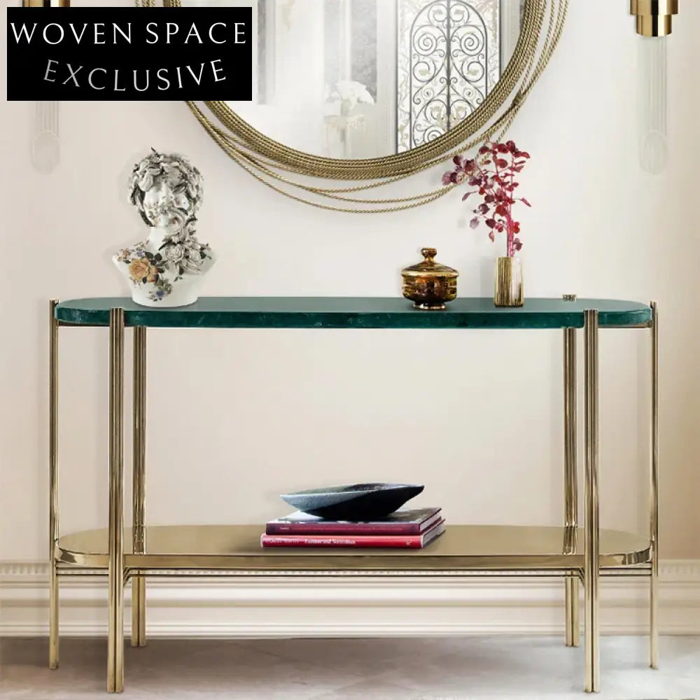 Elegant Modern Metal Marble Console Living Room Entryway Table