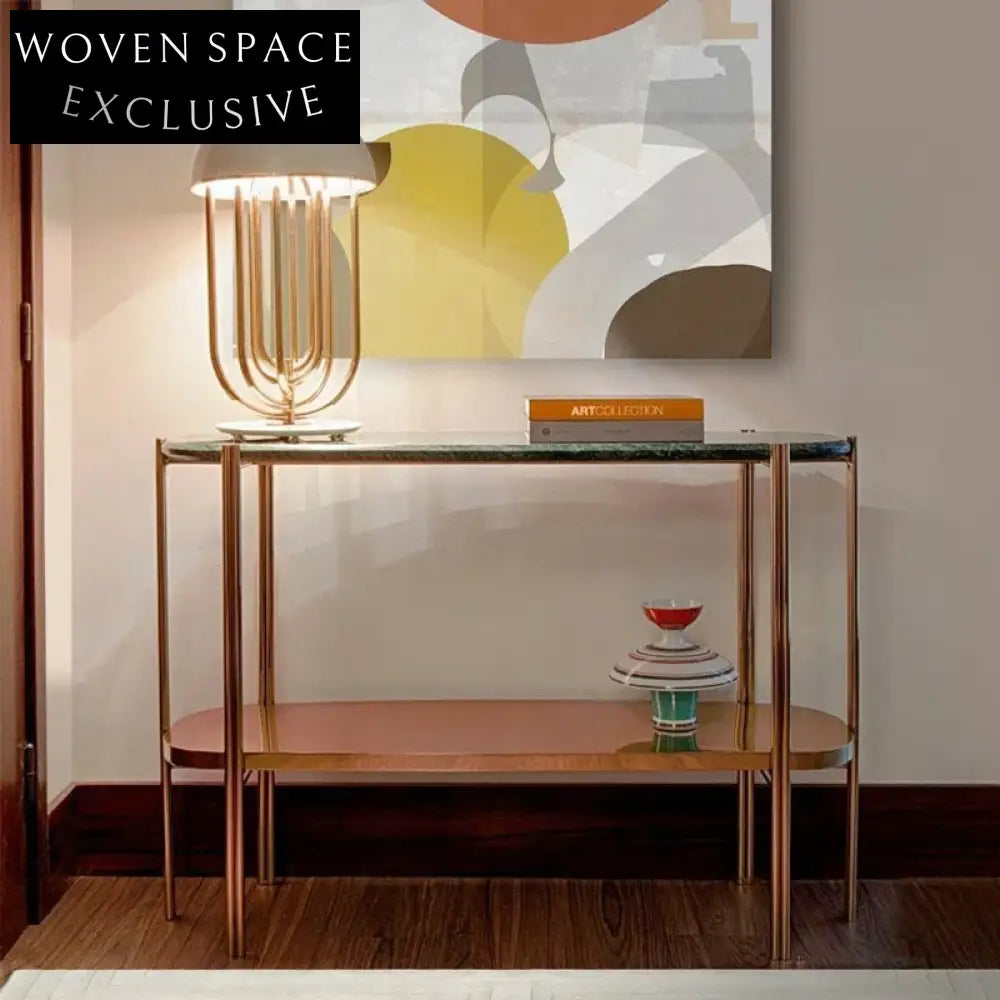 Elegant Modern Metal Marble Console Living Room Entryway Table