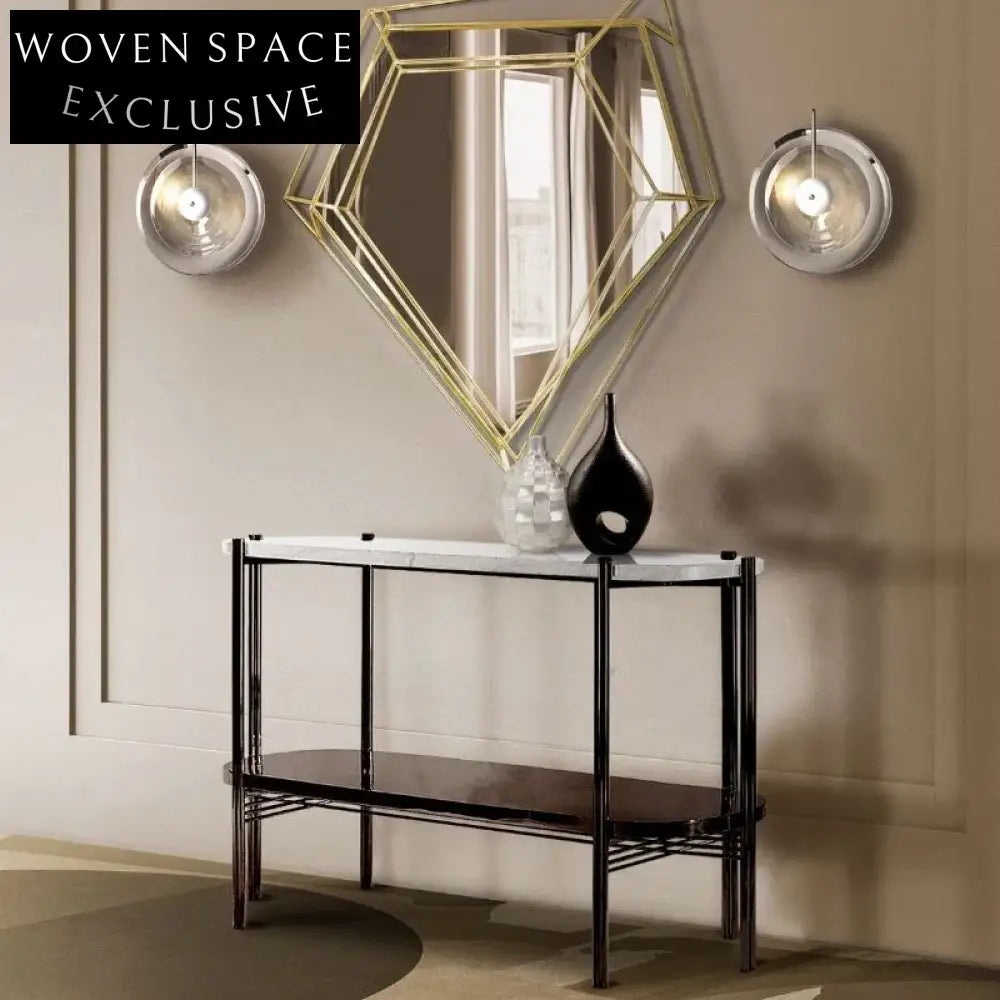 Elegant Modern Metal Marble Console Living Room Entryway Table