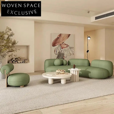 Elegant Modern Minimalist Curved Sectional Fabric Three Seater Living Room Sofa