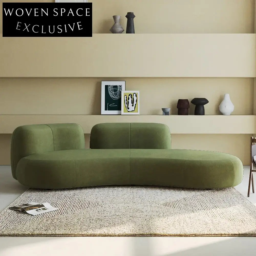 Elegant Modern Minimalist Curved Sectional Fabric Three Seater Living Room Sofa