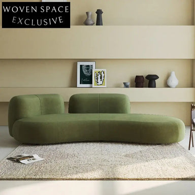 Elegant Modern Minimalist Curved Sectional Fabric Three Seater Living Room Sofa