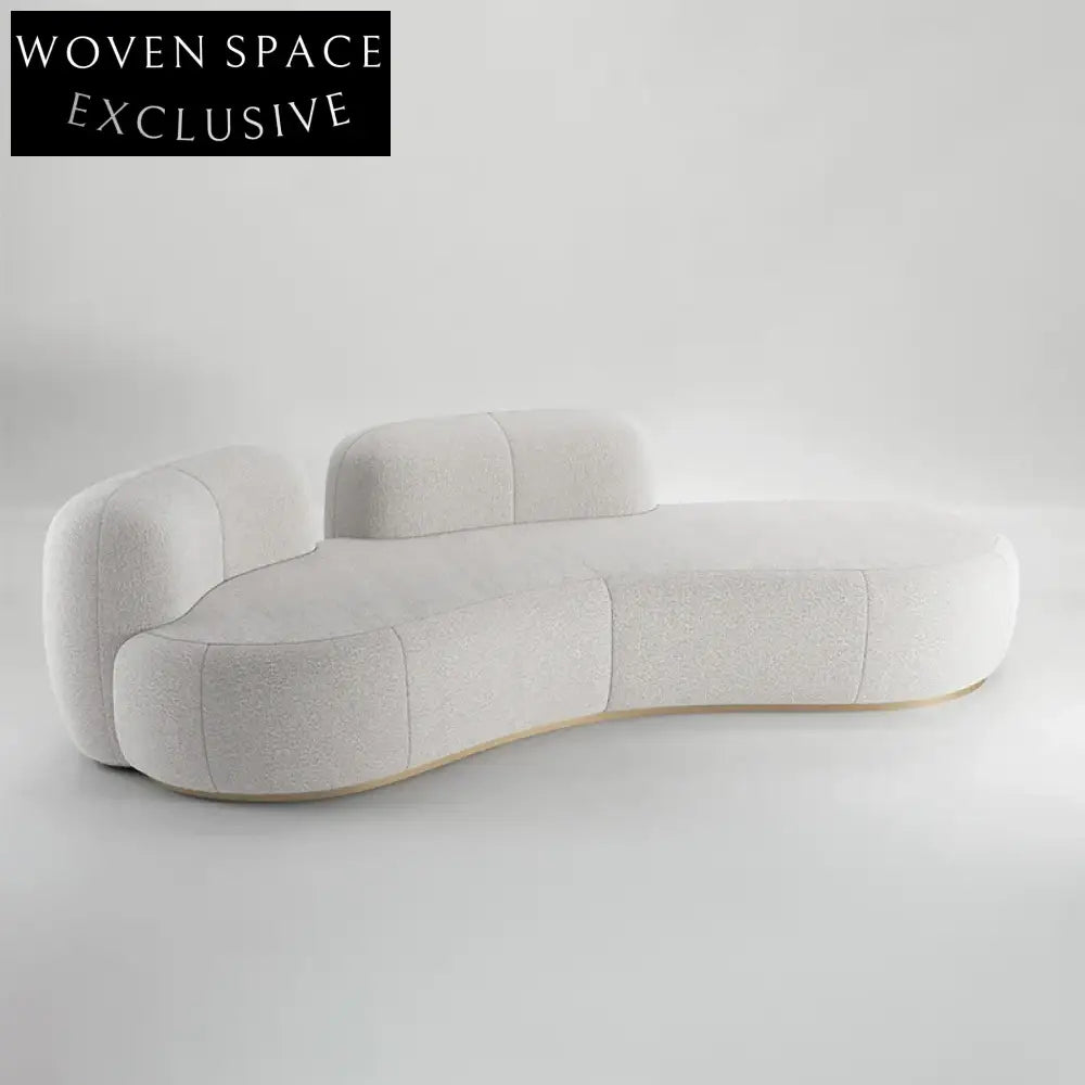 Elegant Modern Minimalist Curved Sectional Fabric Three Seater Living Room Sofa