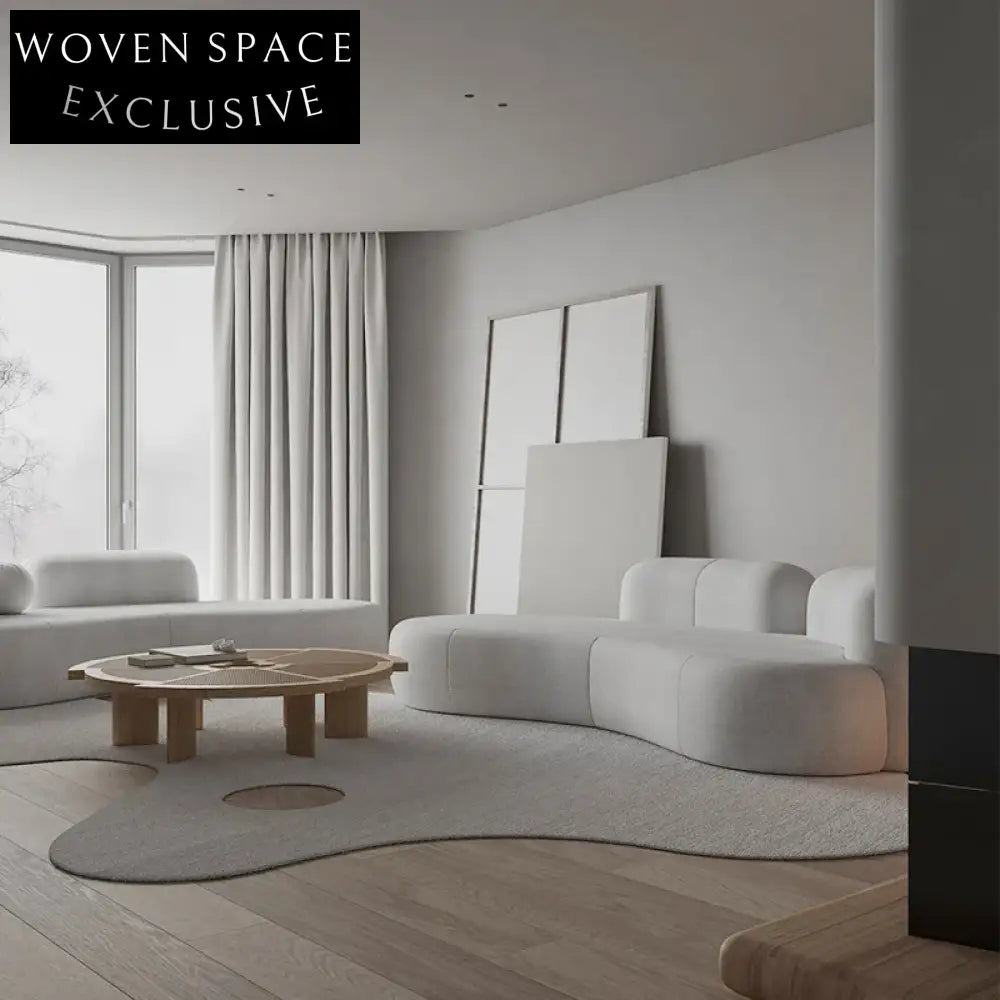 Elegant Modern Minimalist Curved Sectional Fabric Three Seater Living Room Sofa