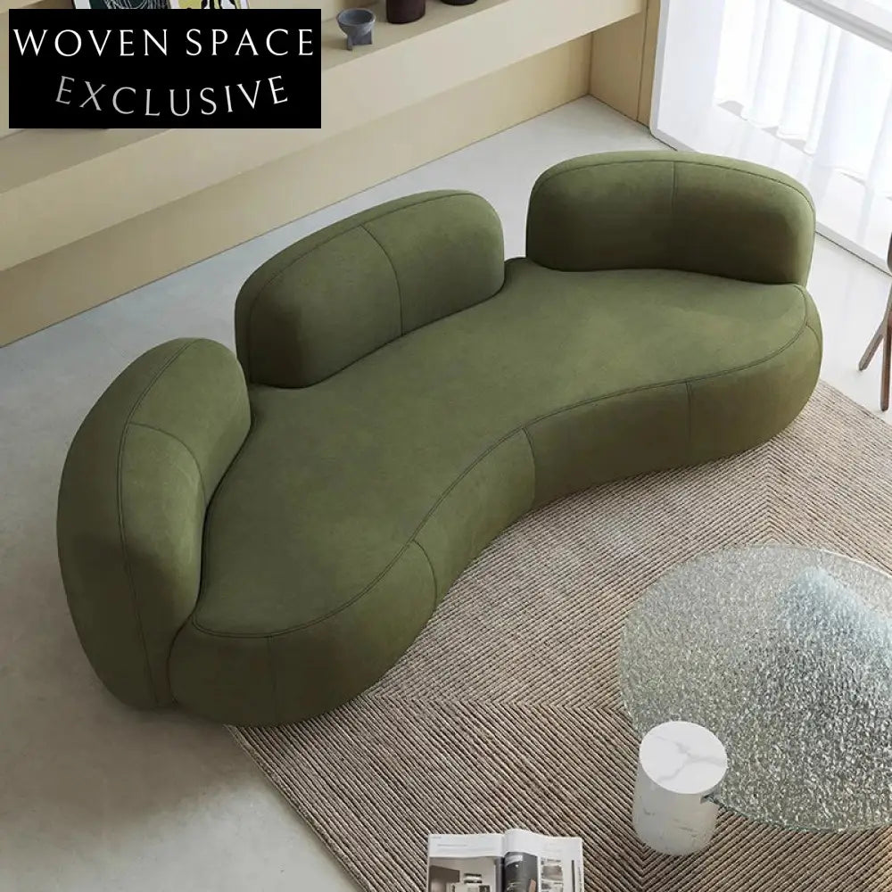 Elegant Modern Minimalist Curved Sectional Fabric Three Seater Living Room Sofa