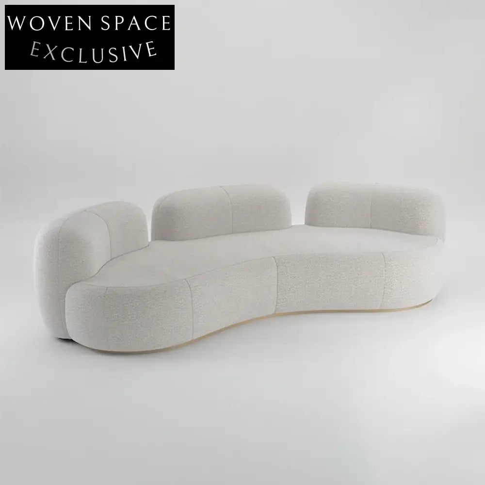Elegant Modern Minimalist Curved Sectional Fabric Three Seater Living ...