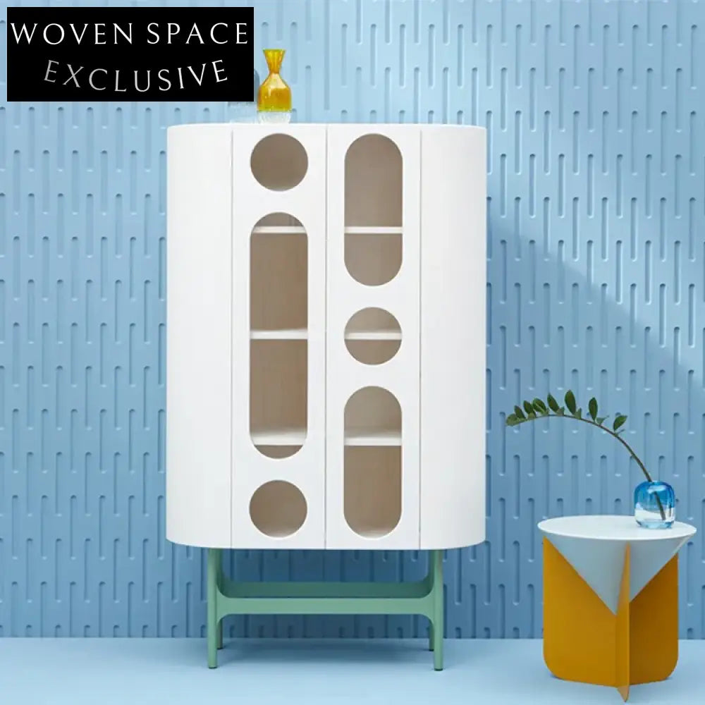 Elegant Modern Minimalist Display Cabinet Wine Console Table with Glass Doors