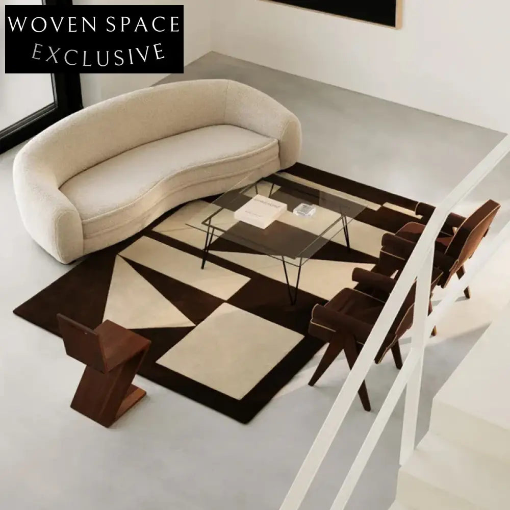 Elegant Modern Minimalist Geometric Design Polyester Fiber Floor Area Rug
