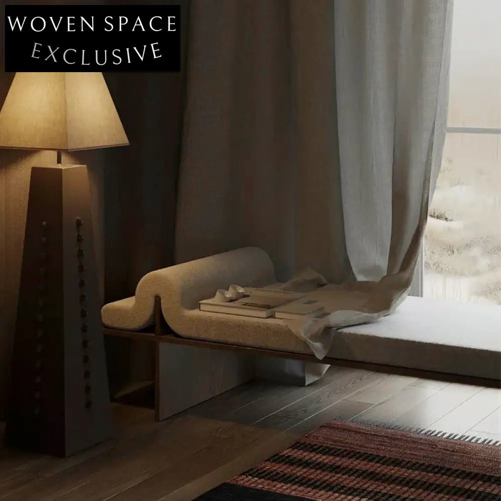 Elegant Modern Minimalist Solid Wood Fabric Upholstered Bed End Bench