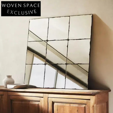 Elegant Modern Minimalist Square Wall Accent Mirror with Metal Wood Frame