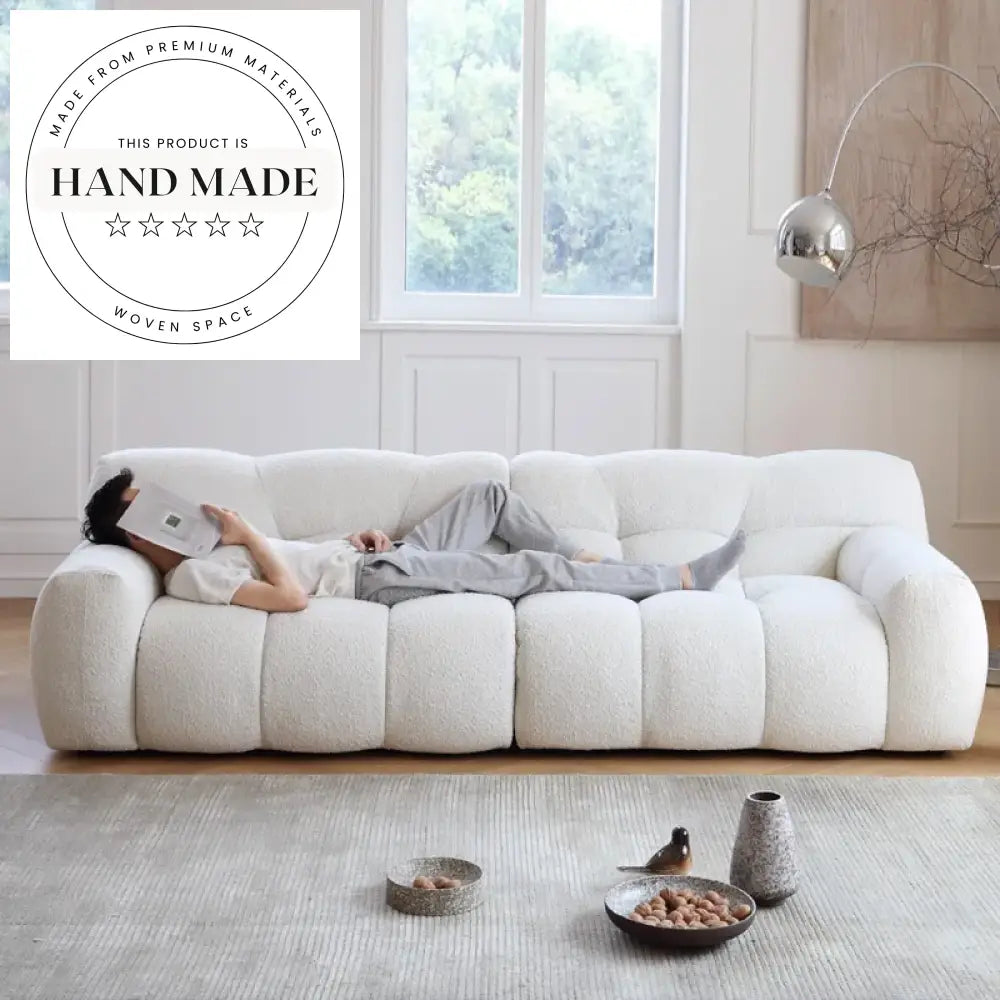 Elegant Modern Minimalist Three Seater Fabric Apartment Living Room Sofa