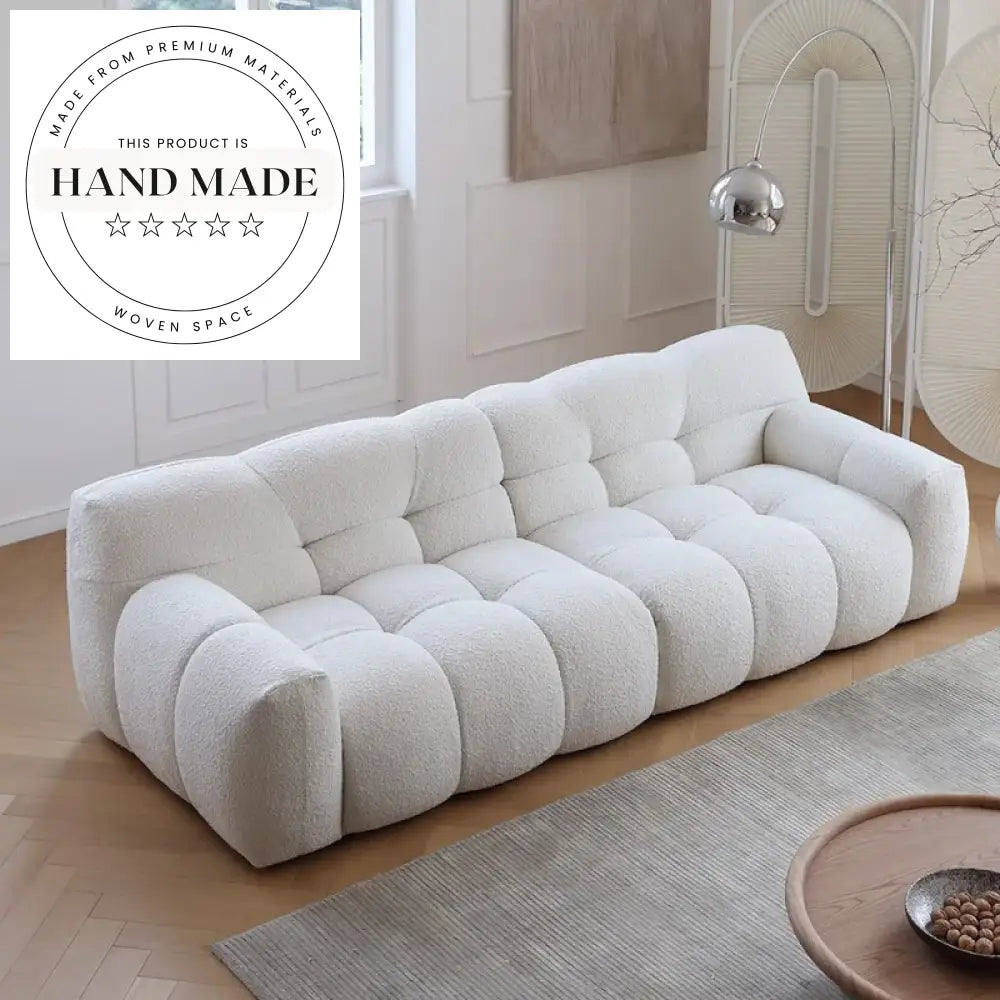 Elegant Modern Minimalist Three Seater Fabric Apartment Living Room Sofa