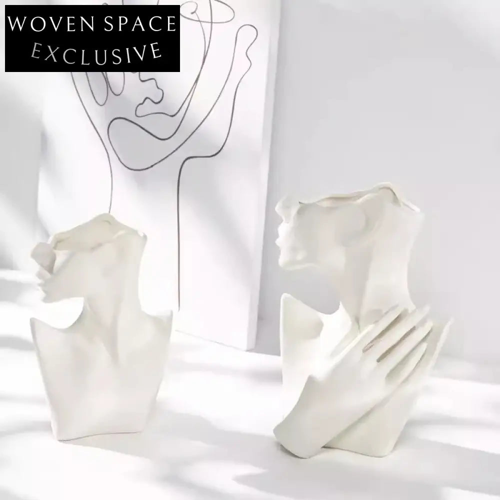 Elegant Modern Minimalist White Ceramic Abstract Figure Decorative Flower Table Vase