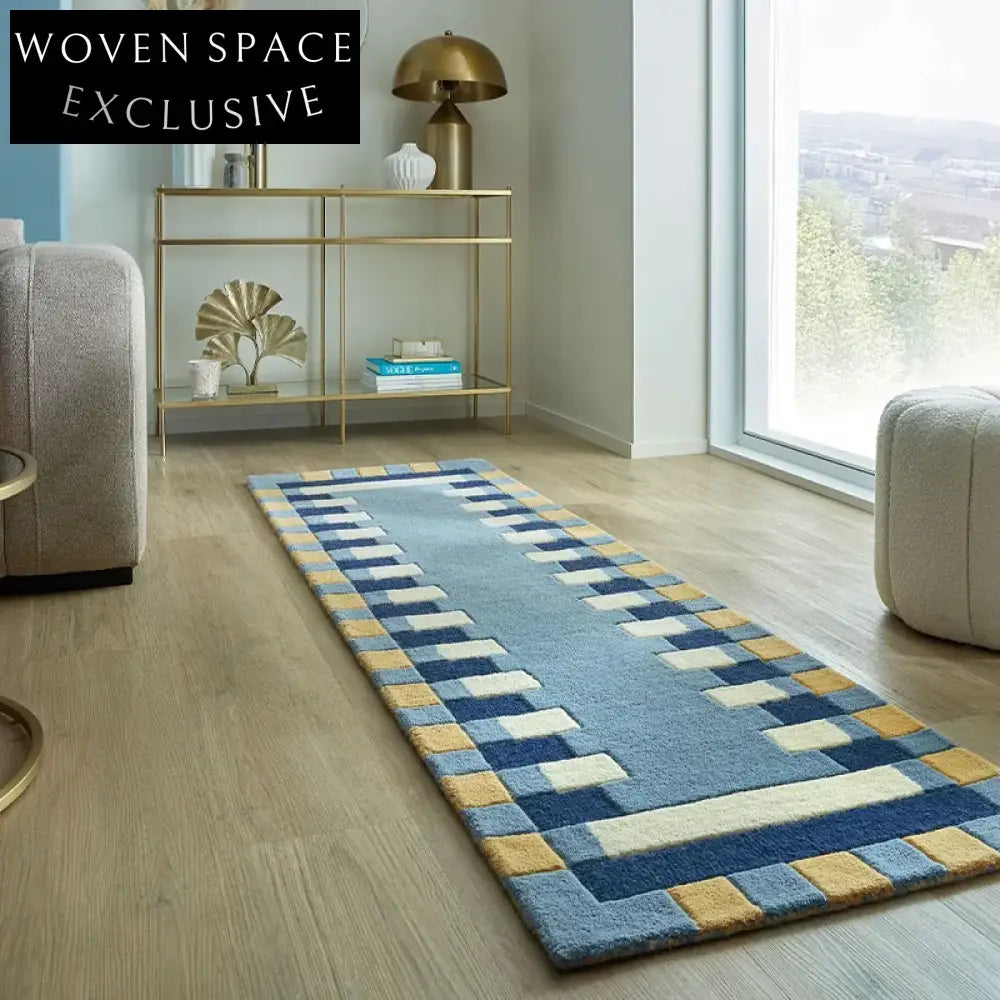 Elegant Modern Minimalist Wool Area Rug - Soft Geometric Design Floor Carpet