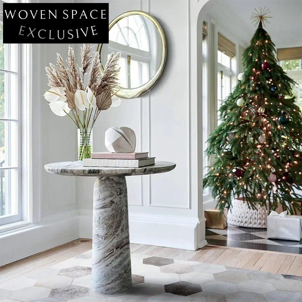 Elegant Modern Natural Marble Round Dining and Coffee Table