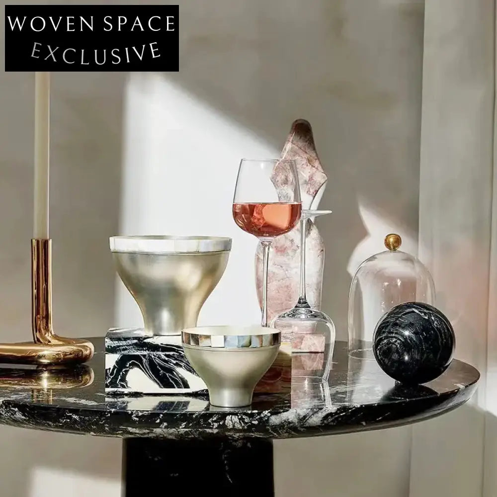 Elegant Modern Natural Marble Round Dining and Coffee Table