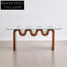 Elegant Modern Nordic Living Room Tempered Glass Top Wooden Base Coffee Table