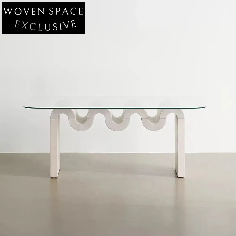 Elegant Modern Nordic Living Room Tempered Glass Top Wooden Base Coffee Table