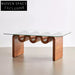 Elegant Modern Nordic Living Room Tempered Glass Top Wooden Base Coffee Table