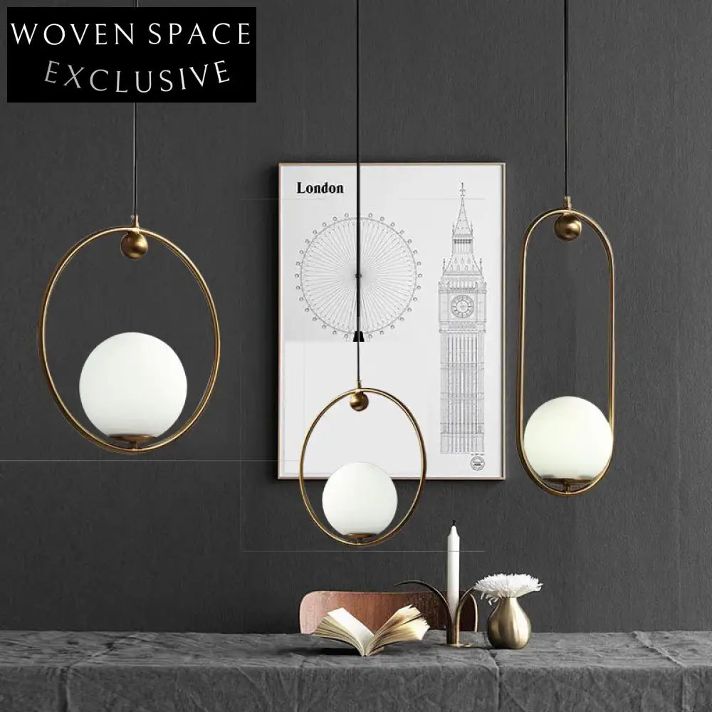 Elegant Modern Nordic Round Aluminum LED Ceiling Hanging Pendant Light Fixture