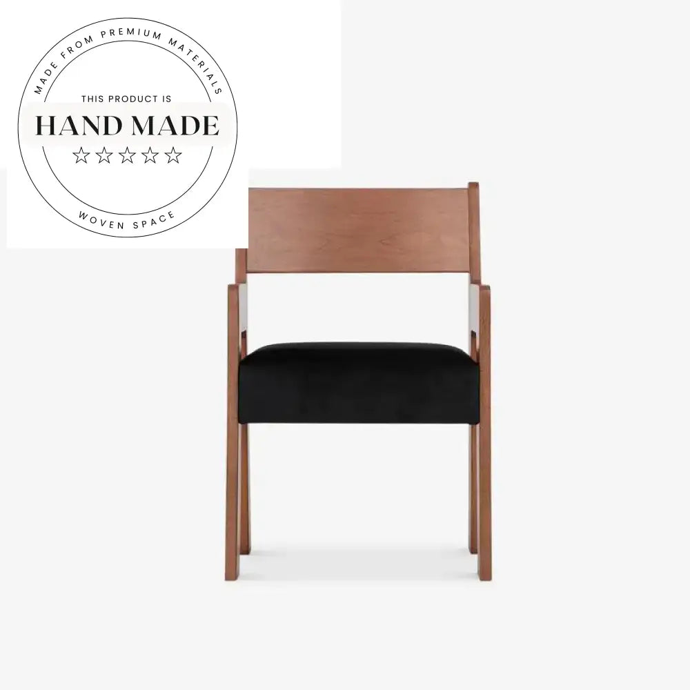 Elegant Modern Nordic Solid Wood Frame Fabric Upholstered Armrest Dining Chair