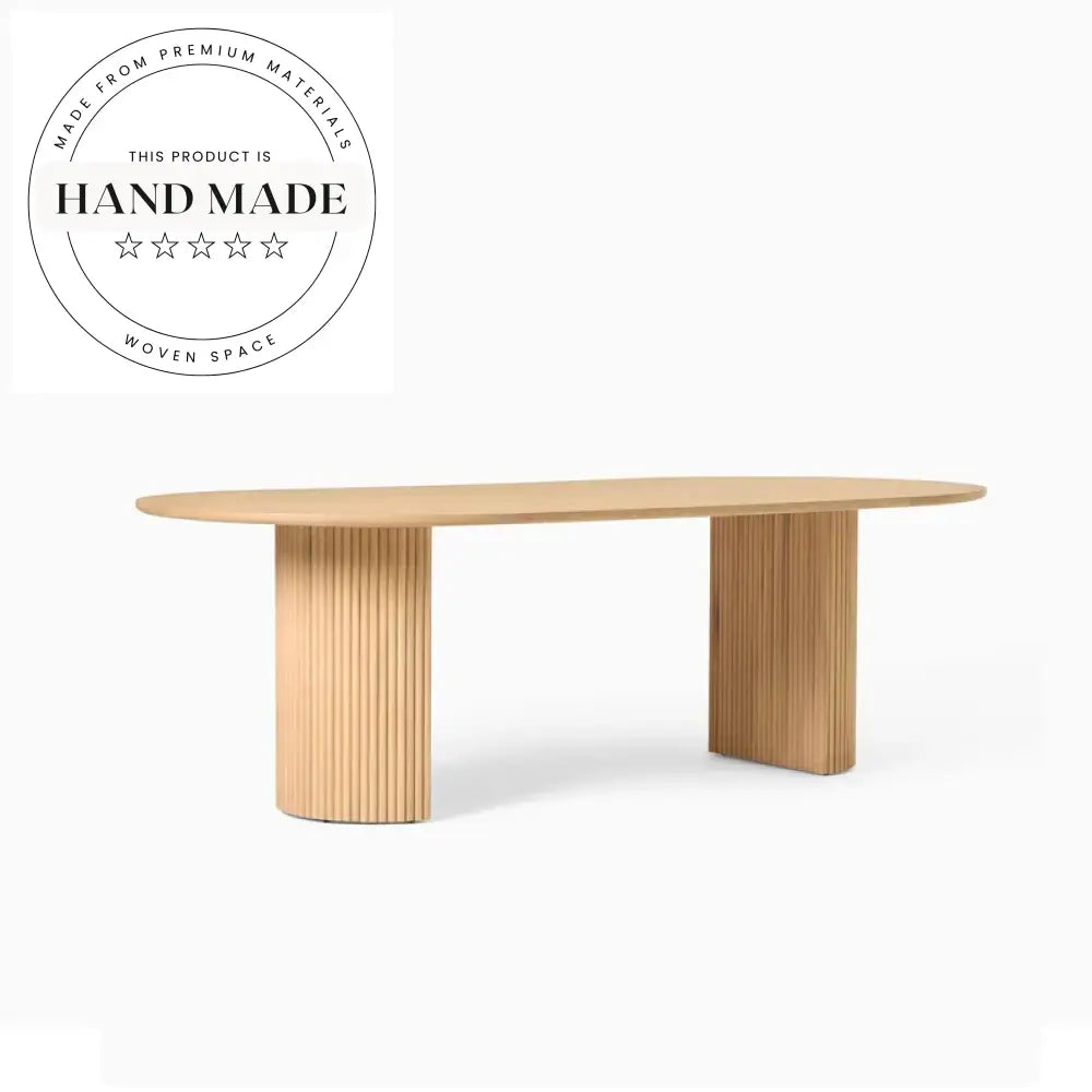 Elegant Modern Oblong Natural Wood Oval Pedestal Dining Table