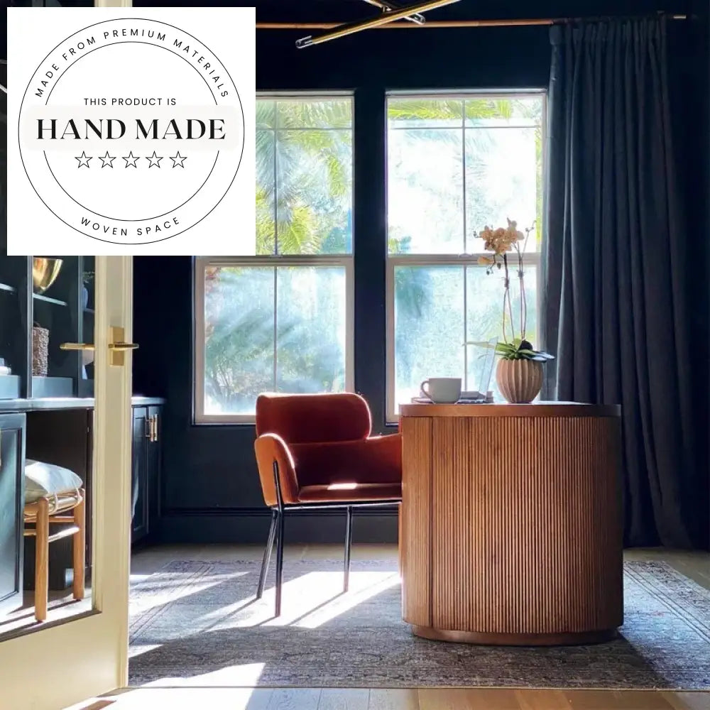 Elegant Modern Oval Brown Wood Computer Writing Office Desk