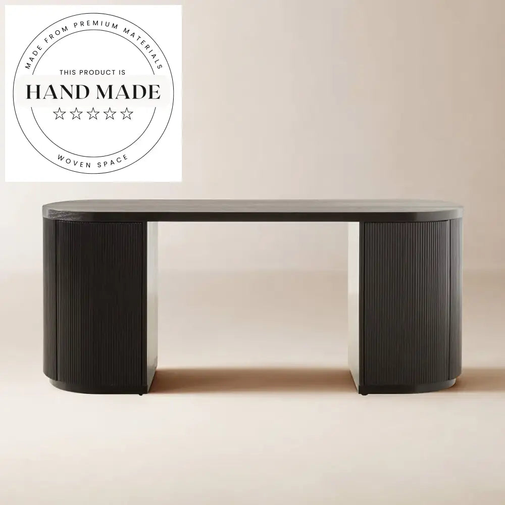Elegant Modern Oval Brown Wood Computer Writing Office Desk
