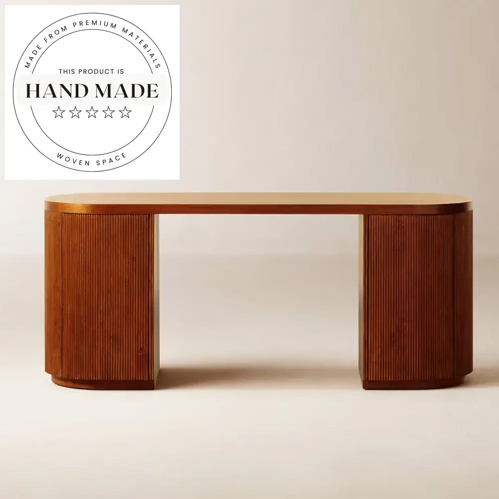 Elegant Modern Oval Brown Wood Computer Writing Office Desk