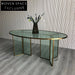 Elegant Modern Oval Glass Dining Table with Gold Metal Edge Design