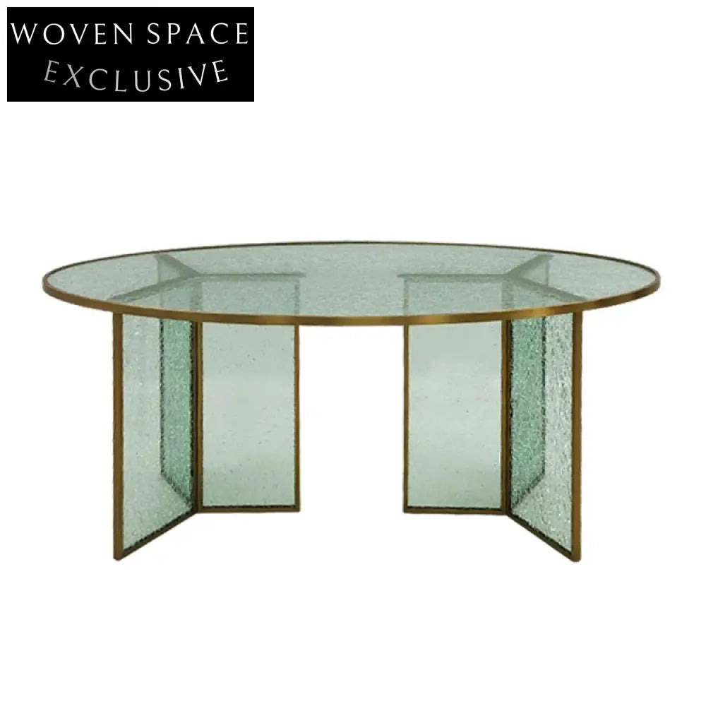 Elegant Modern Oval Glass Dining Table with Gold Metal Edge Design