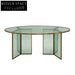 Elegant Modern Oval Glass Dining Table with Gold Metal Edge Design