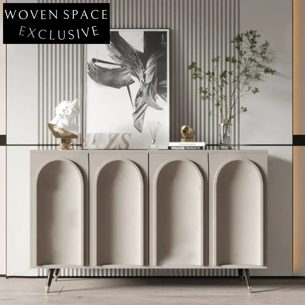 Elegant Modern Plywood Stainless Steel Living Room TV Sideboard Storage Cabinet