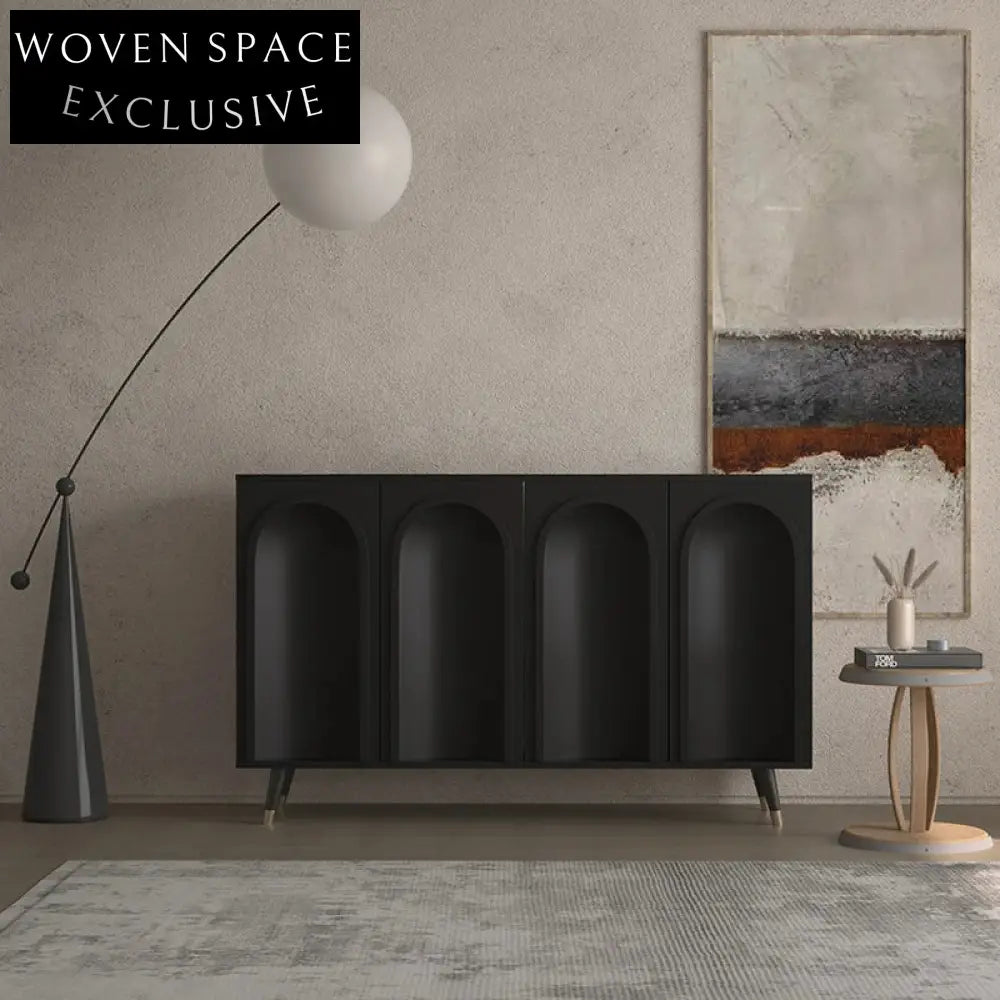 Elegant Modern Plywood Stainless Steel Living Room TV Sideboard Storage Cabinet