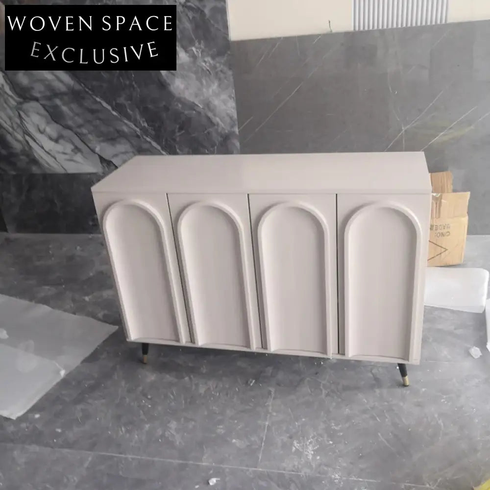 Elegant Modern Plywood Stainless Steel Living Room TV Sideboard Storage Cabinet