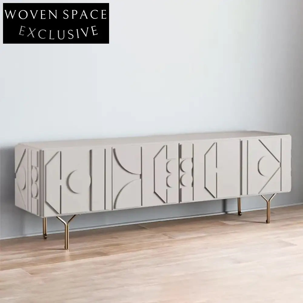 Elegant Modern Plywood Stainless Steel Sideboard TV Console Cabinet